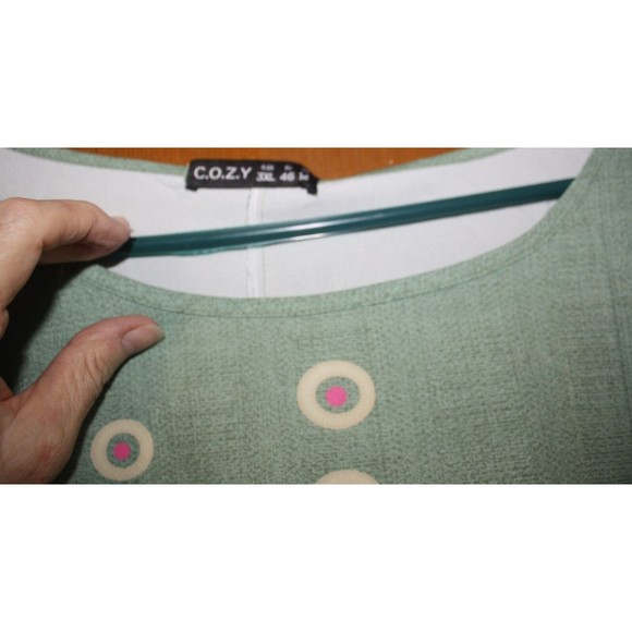 Cozy Women's Top Blouse Green Multi-Color Sz Plus 3X  Kimono Sleeves NWT - Picture 6 of 7